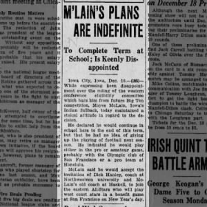 McLain's Plans Indefinite