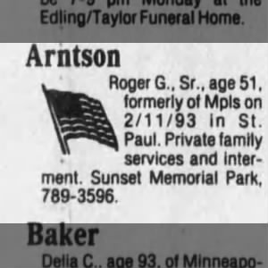 Obituary for Arhtson Roger G. Sr.