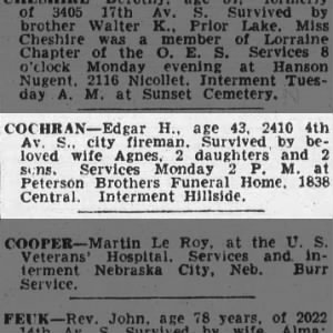 Obituary for Edgar H COCHRAN
